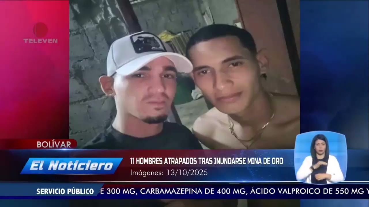 11 hombres atrapados tras inundarse mina de oro en Bolívar – El Noticiero emisión meridiana 13/10/25