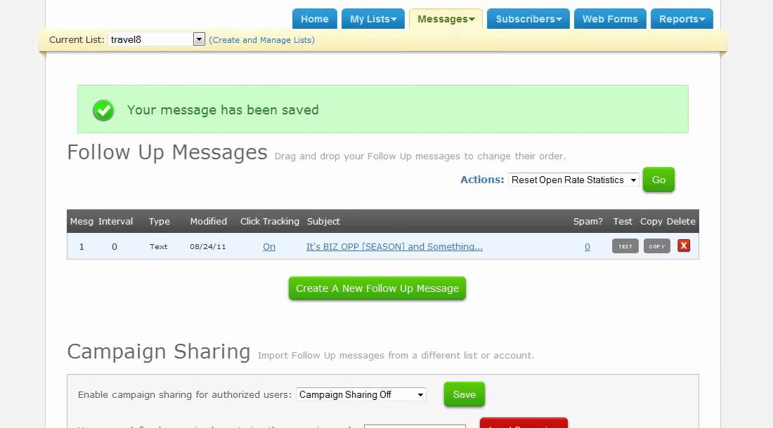 Aweber How to add follow up messages