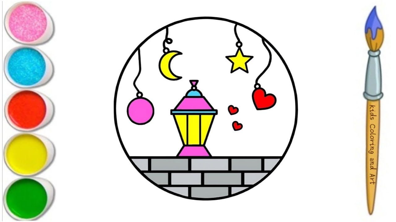 كيف ترسم فانوس رمضان سهل خطوة بخطوة / رسم سهل / تعليم الرسم للمبتدئين || Ramadan Lantern Drawing