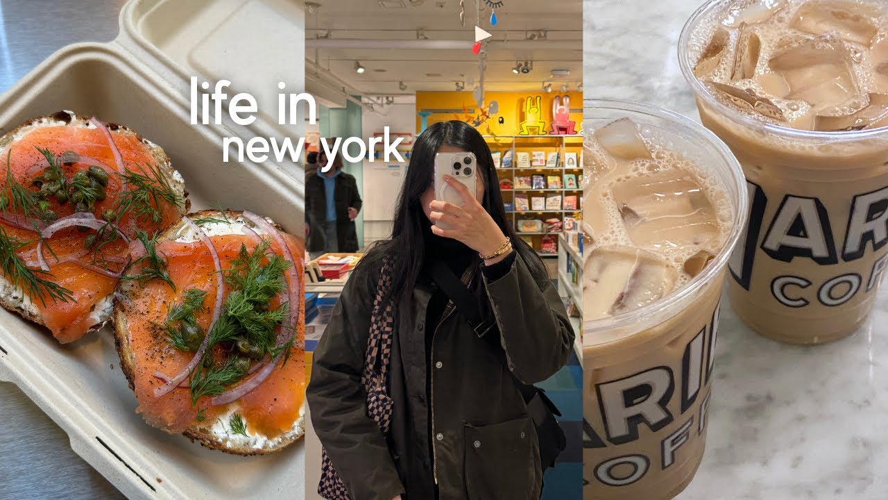 nyc vlog | apollo bagels, cafe hopping, walks at central park, trying tiktok viral swedish candy