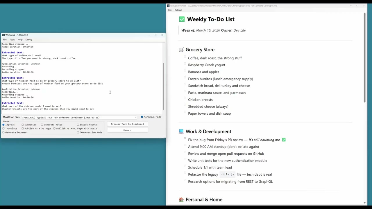 Discussion with winSpeak.net about one Markdown file