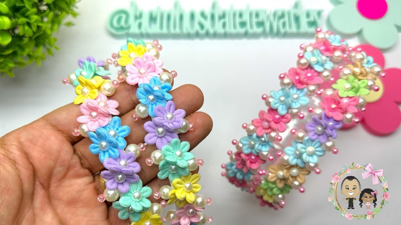 Tiara Frufruzinho com Florzinhas e Bordado. Dicas para iniciantes.