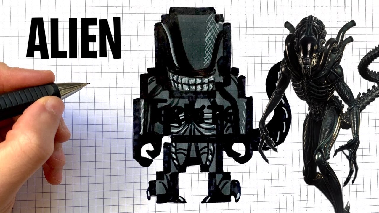 HOW TO DRAW ALIEN  SKIN FORTNITE PIXEL ART