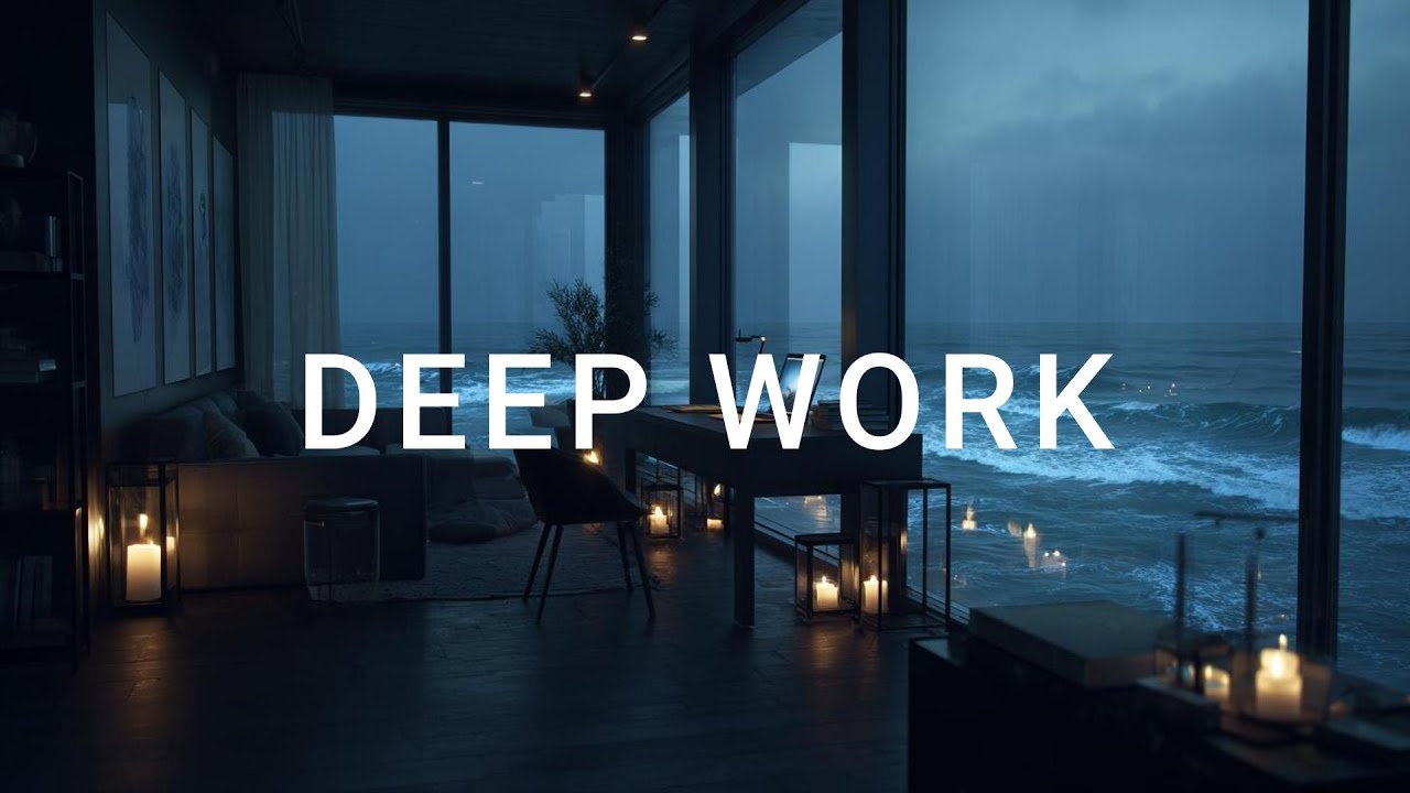 Cozy Rainy Night in a Modern Retreat: Lofi Beats for Deep Focus