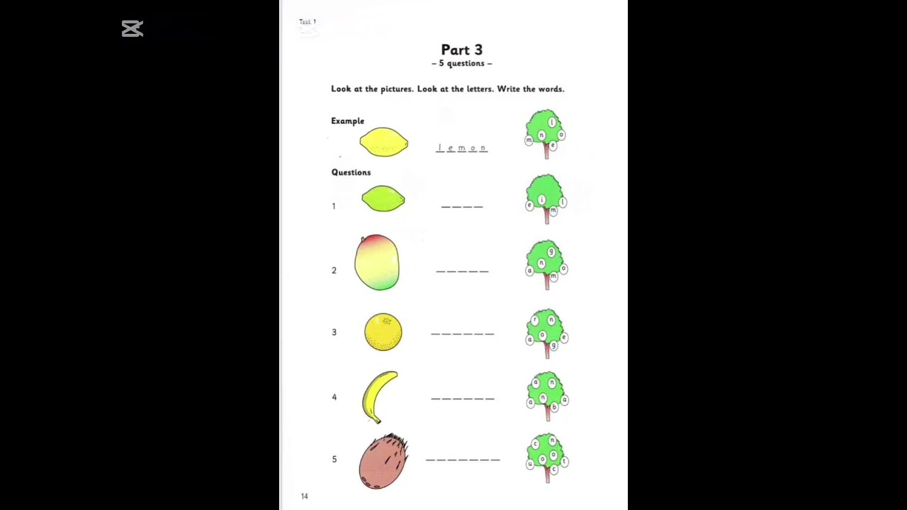 Cambridge Starter Book 2 — чтение и письмо — тест 1 (часть 3 и часть 4)