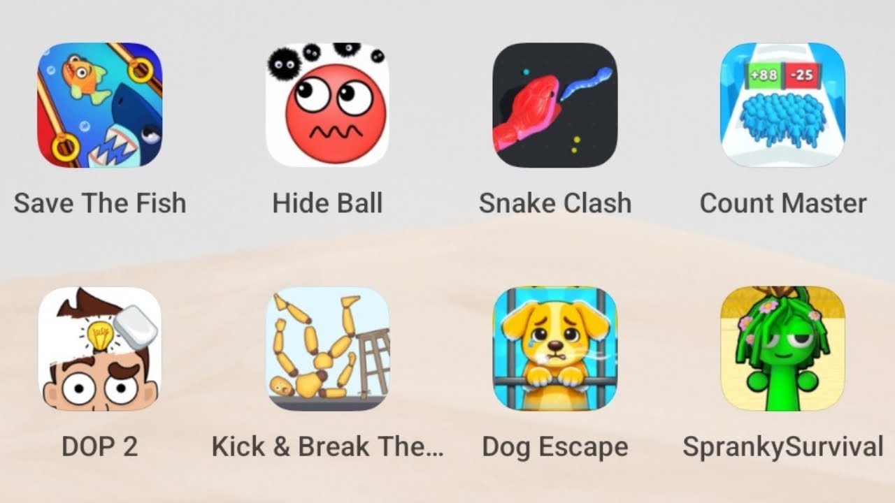 SaveFish | HideBall | SnakeClash | CountMaster | DOP2 | BreakRagdoll | DogEscape | SprankySurvival