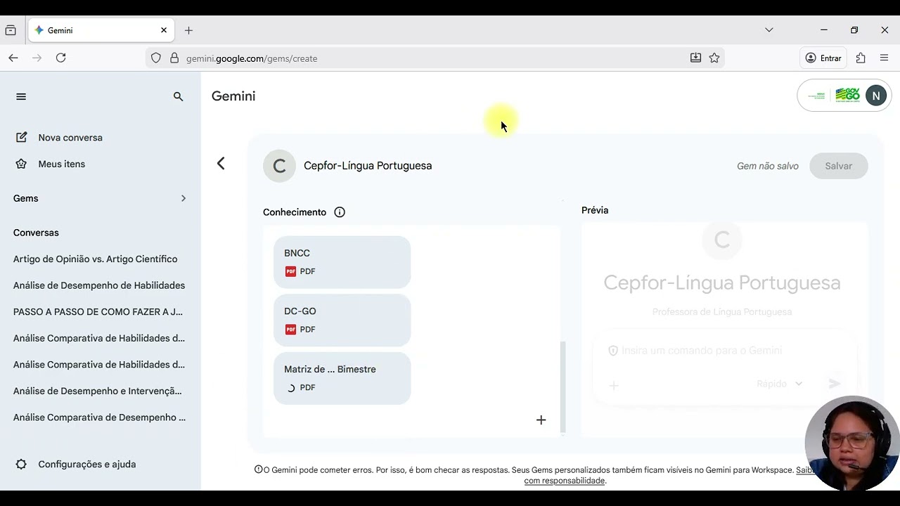 Criando um robô no Gemini 