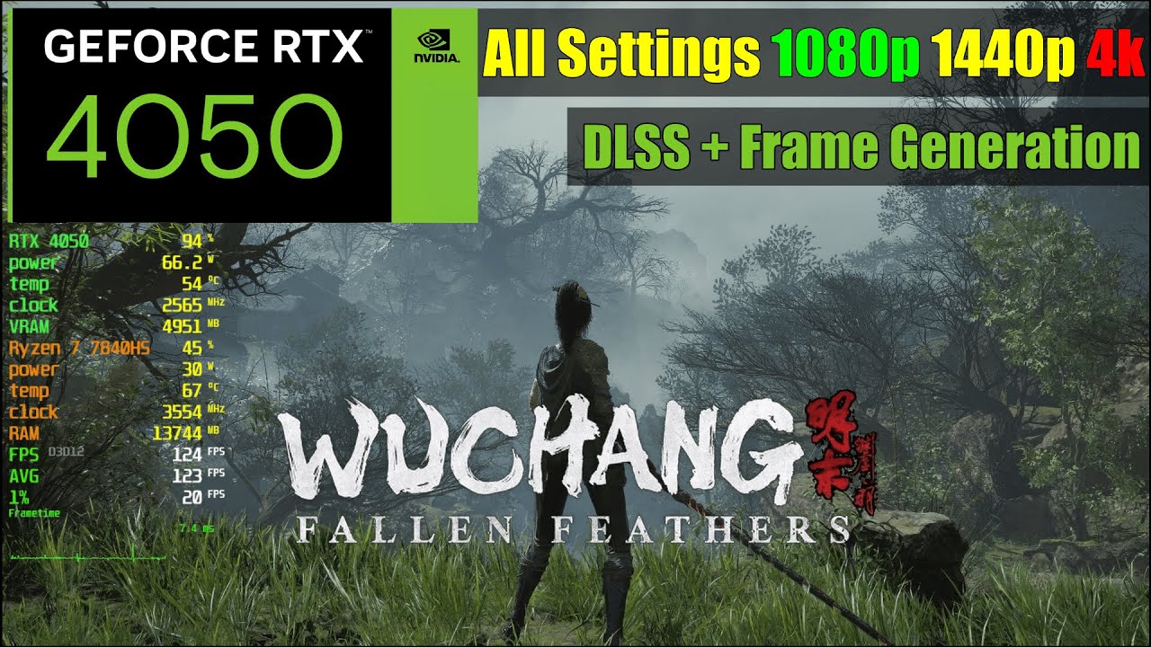 Wuchang: Fallen Feathers Test on RTX 4050 laptop (All Settings 1080p 1440p 4k)