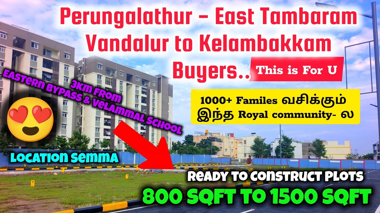 🥳Especially For Perungalathur,Tambaram & Vandalur buyer🥳Villa Plot Sale Inside 1000+ living Comunity