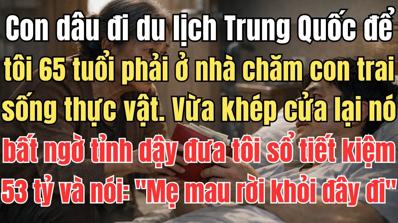 Con dâu đi du lịch Trung Quốc để tôi 65 tuổi ở nhà chăm con trai sống thực vật. Vừa khép cửa nó...