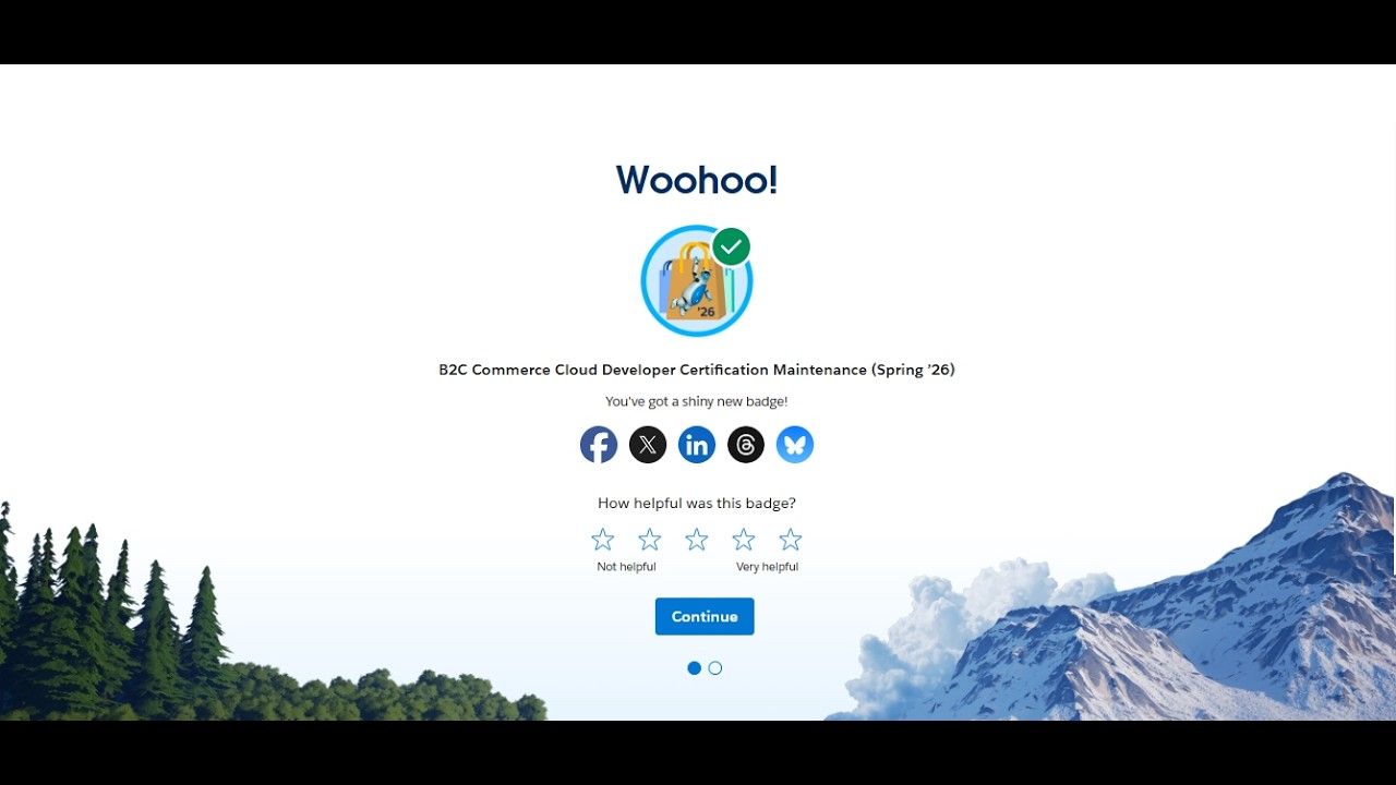 B2C Commerce Cloud Developer Certification Maintenance (Spring &rsquo;26) in Salesforce 2026!