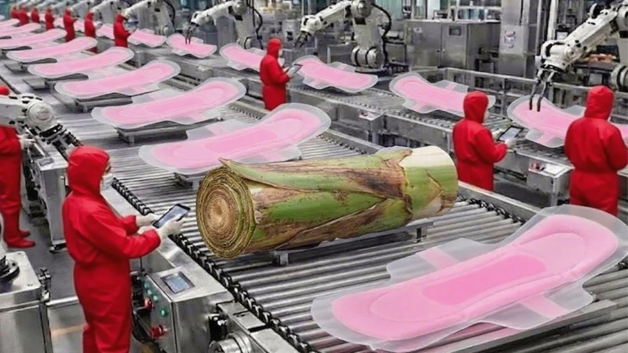 Engineering Marvel: Inside Modern Banana Stem Factory & Sanitary Pad Production Process