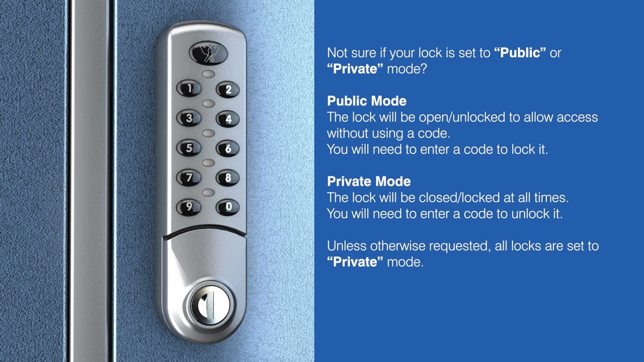 Set lock to 'Public' Mode Digital Combination Lock (3780/81/82/84/800)