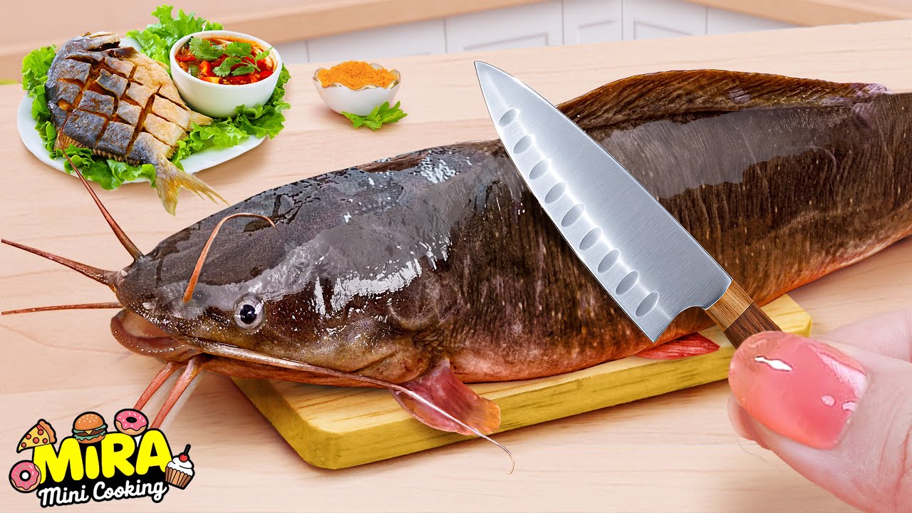 Resep Seafood Lezat 🐠 Tangkap dan masak ikan lele goreng yang lezat 😍  Mira Mini Cooking