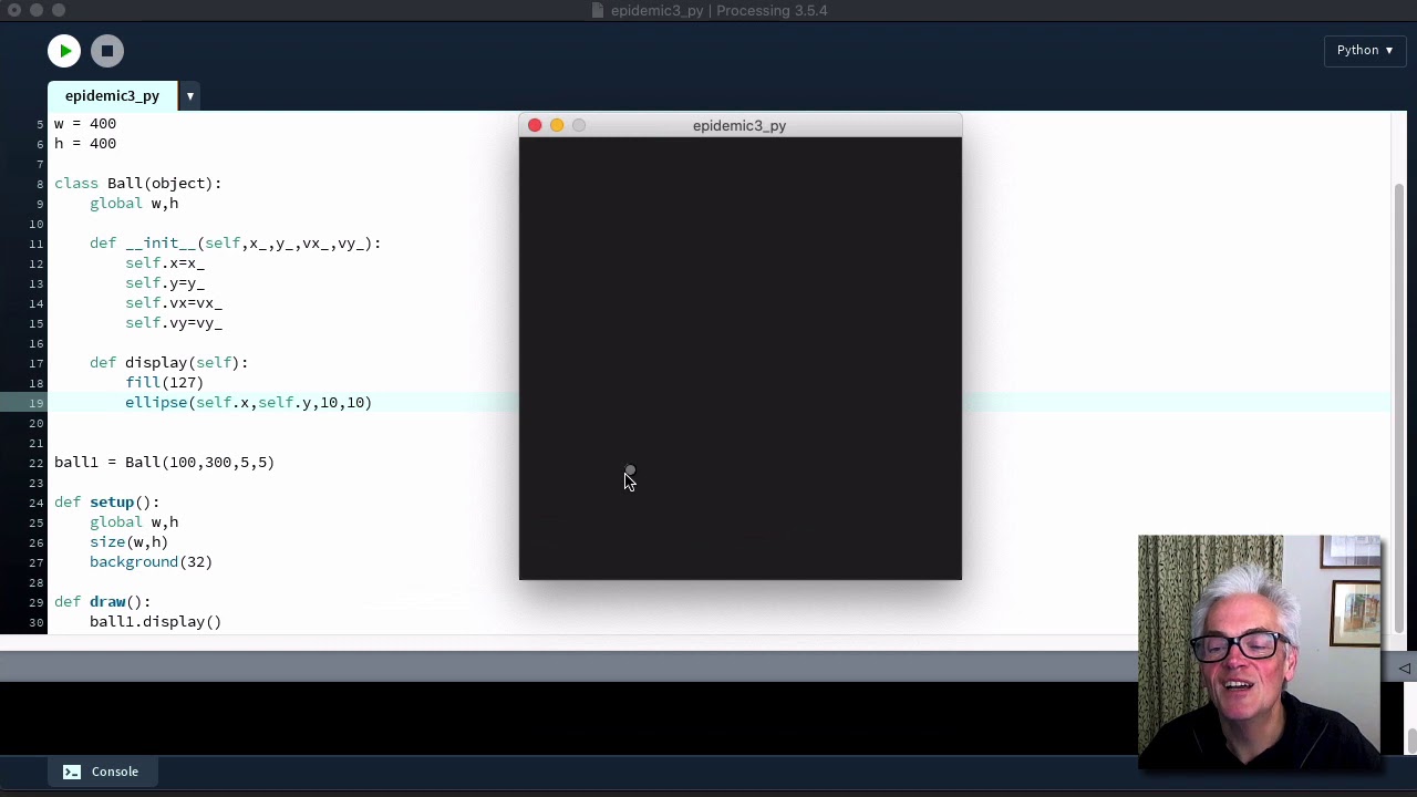 Modelling an epidemic with Python mode Processing