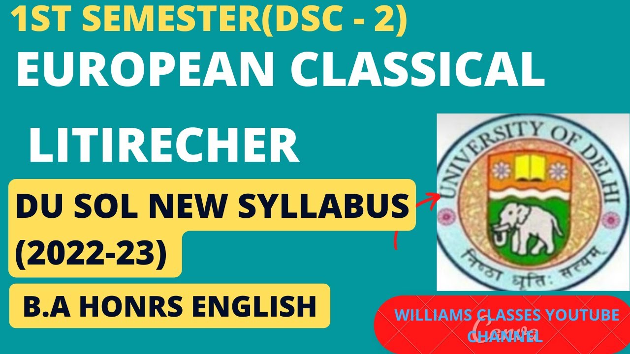 DU SOL 1ST SEMESTER - EUROPEAN CLASSICAL LITIRETURE (DSC - 2)