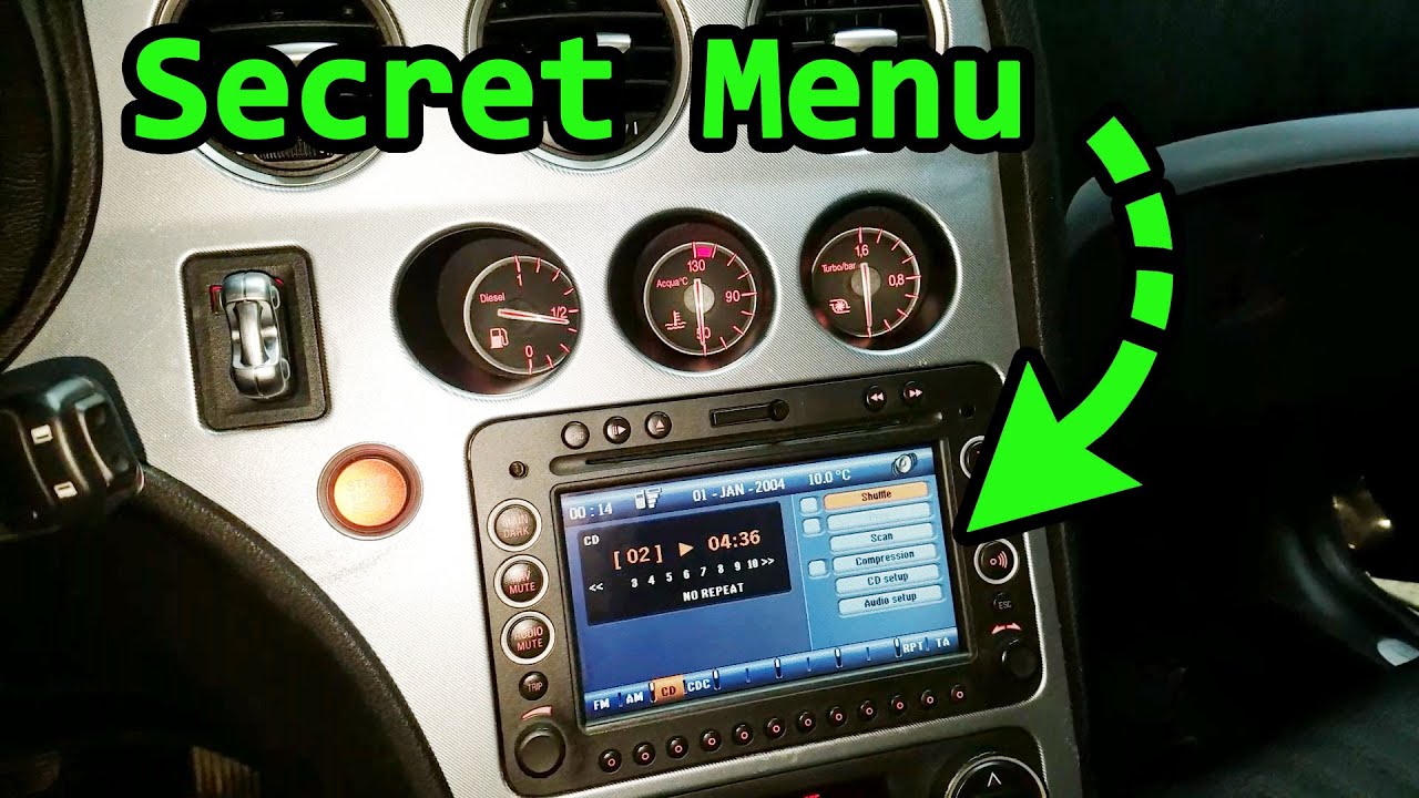 Alfa Romeo 159, Brera, Spider Hidden Service Navigation Menu