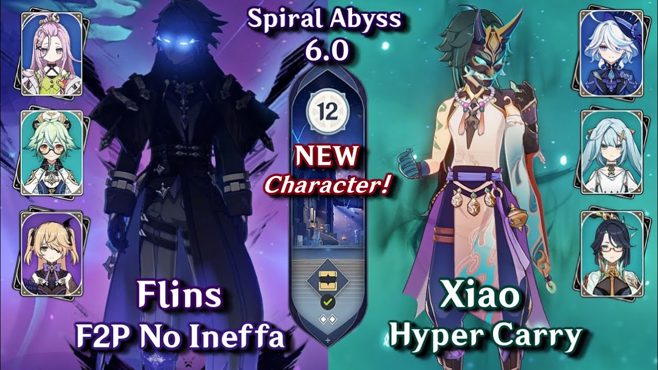 C0 Flins 4 Star Team & C1 Xiao Hyper Carry | Spiral Abyss 6.0 Floor 12 9 Stars | Genshin Impact 6.0