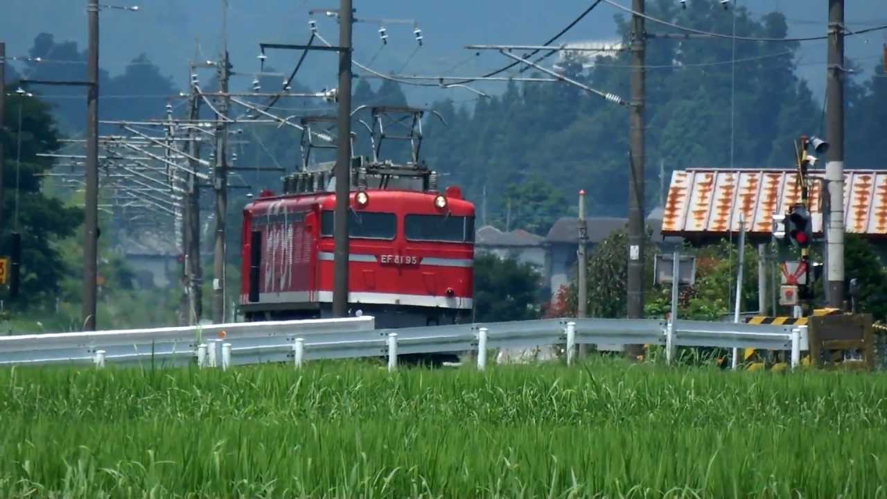 JR日光線を走るEF81-95レインボーと修学旅行列車（H81編成）