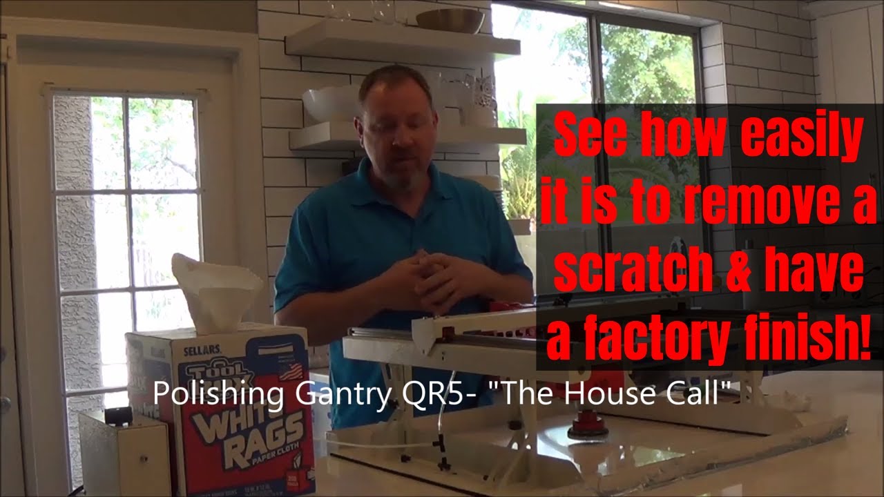 Real Demo of Fixing A Scratch on Quartz with Polishing Gantry QR5 & Quartz Renew