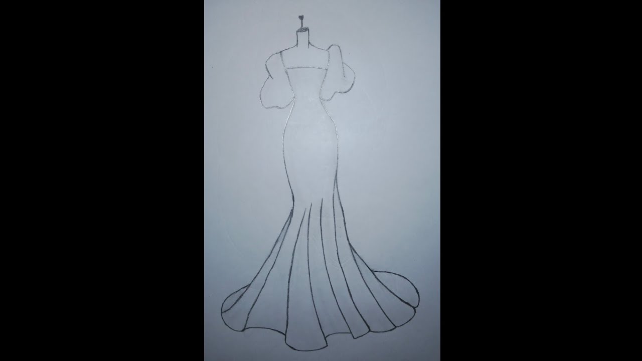 How to draw a Beautiful Dress Design for Beginners Step by Step||Easy Dress Sketch Tutorial ✏️