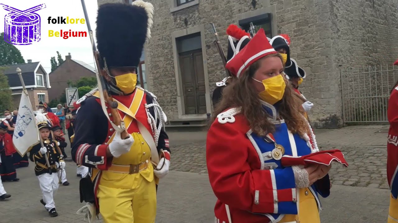 MARCHE NOTRE DAME DE LA BROUFFE mariembourg - hommage + tire canon - folklore belgium