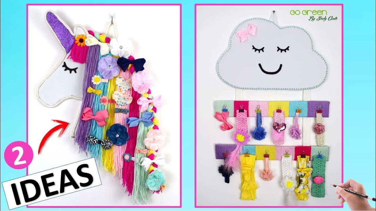 2 IDEAS PARA DECORAR EL CUARTO DE  BEBE NIÑA / ORGANIZADOR DE ACCESORIOS DE CABELLO / MANUALIDADES