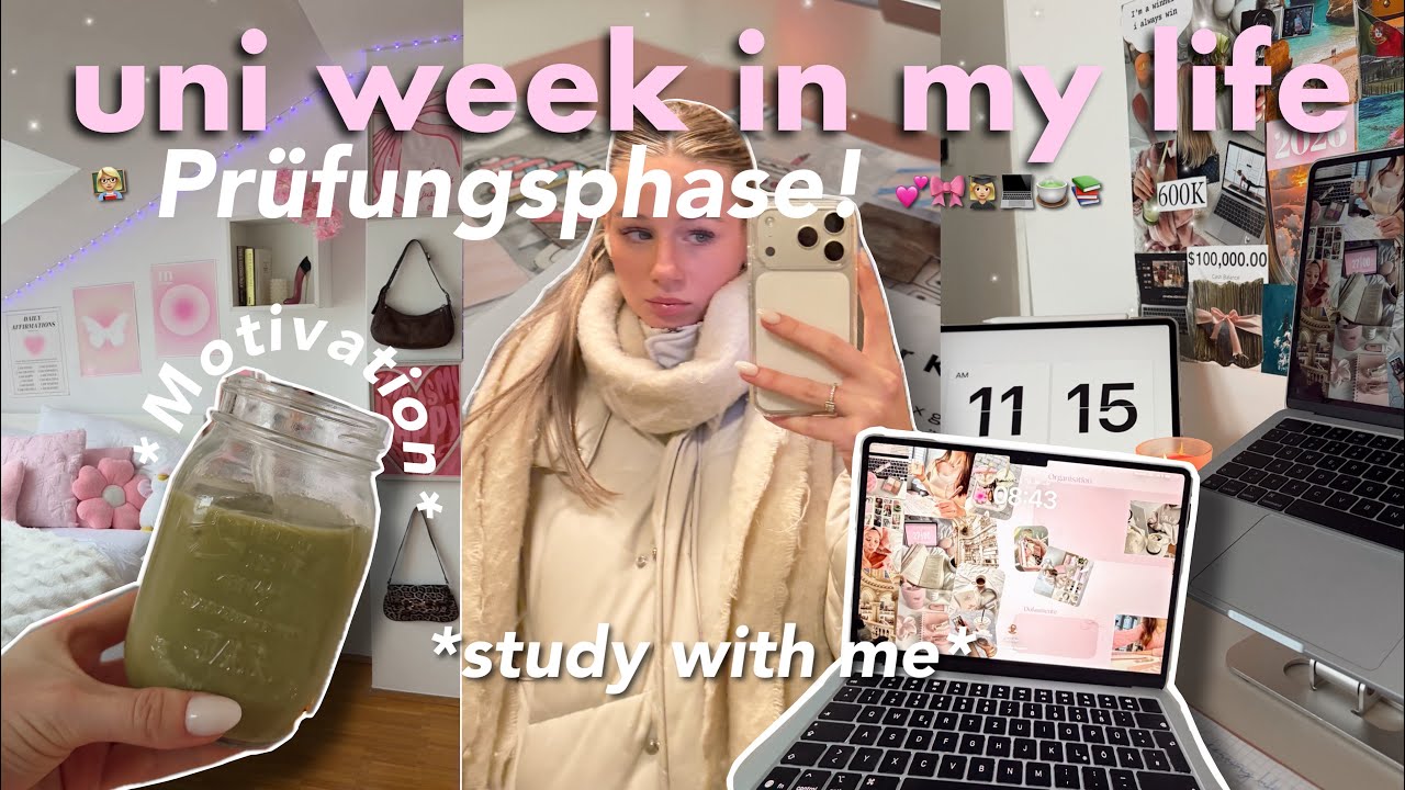 produktive Uniwoche in meinem Leben *vlog* 🎀💕📚 study with me, Prüfungen & Motivation 
