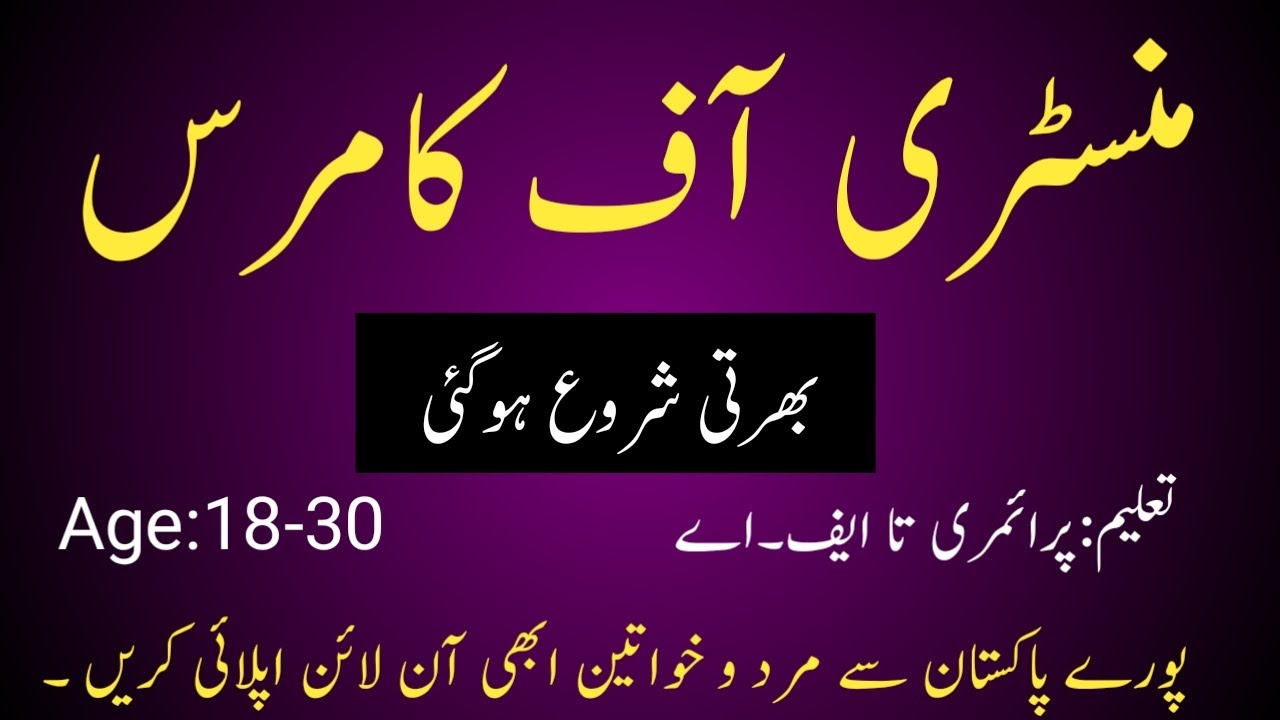 Ministry OF Commerce Jobs 2020 | Male And Female Apply Online Now | Jobspak Official ||