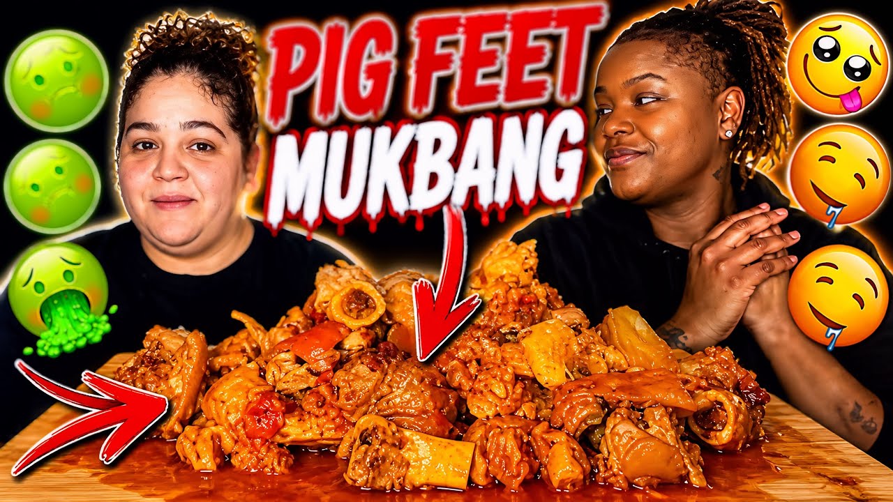 PIG FEET MUKBANG | Она впервые пробует PIG FEET