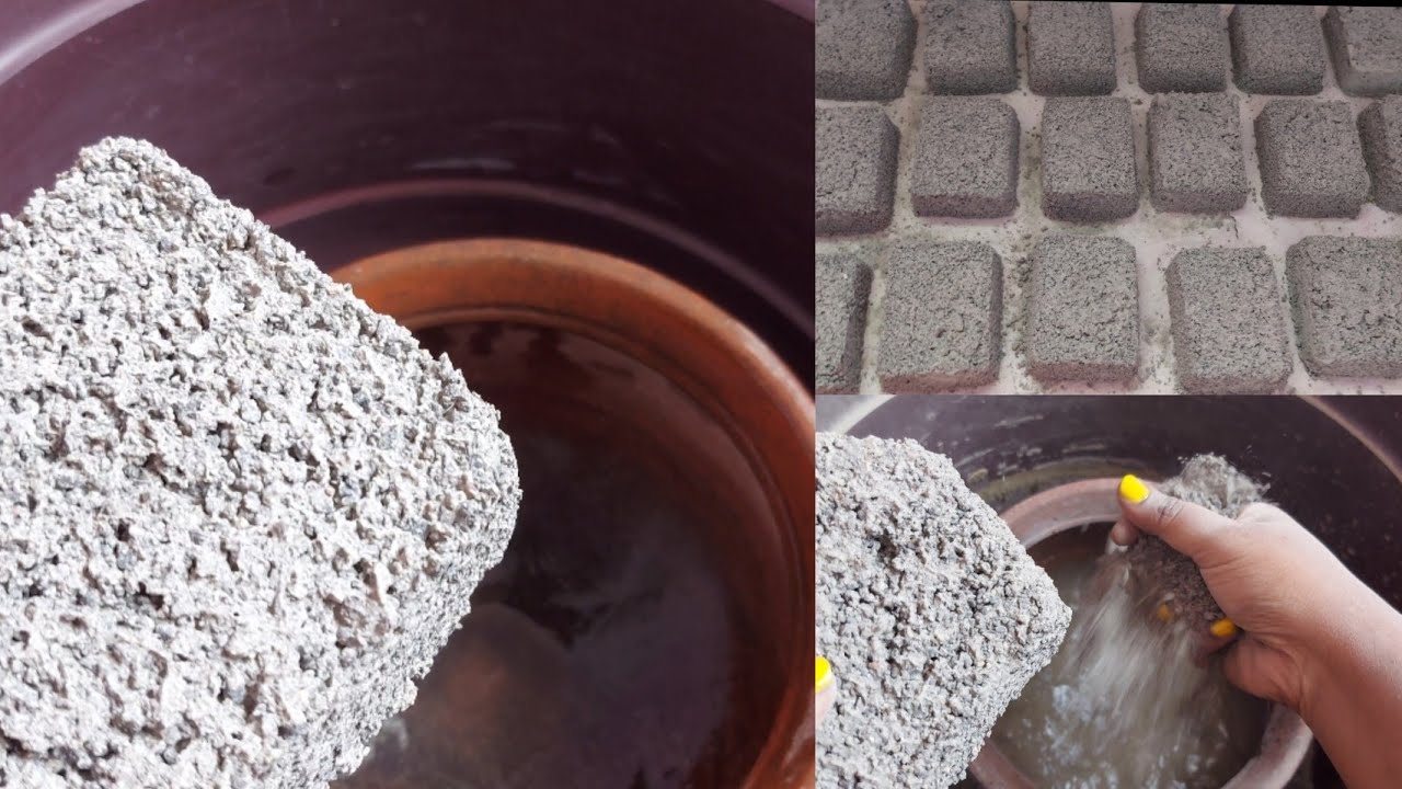 ASMR:;🗻Dusty concrete blocks crumbling in pot🥣 /dry&water 💧 request video