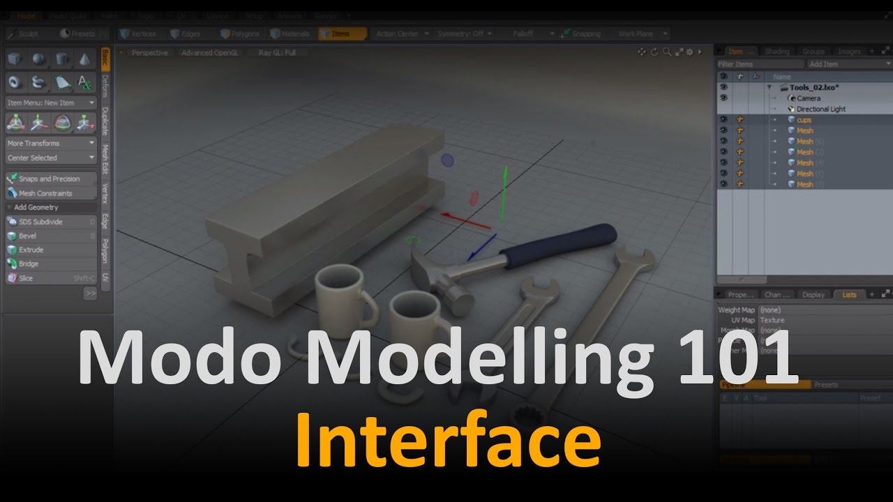 Modo Modelling: Interface intro