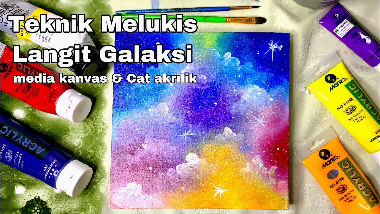 TEKNIK MELUKIS LANGIT GALAKSI BINTANG background kaligrafi Kontemporer…