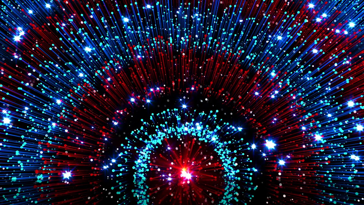 4K Screensaver | Dynamic Red and Blue Particle Starburst – Psychedelic VJ Loop (No Sound)