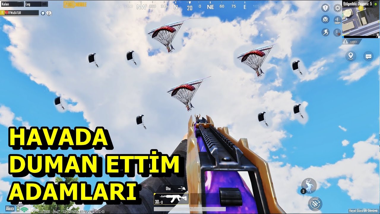 AMR İLE İNSANÜSTÜ OYNAYAN BATUR ! HAVADA VURDUM  SOLO VS SQUAD PUBG MOBİLE