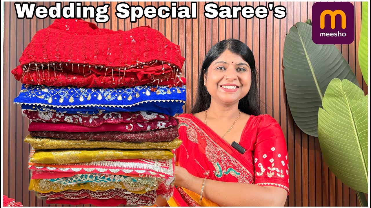 MEESHO🥰Wedding Special Handwork Saree Haul|Instagram Viral Handwork Saree collection#meesho