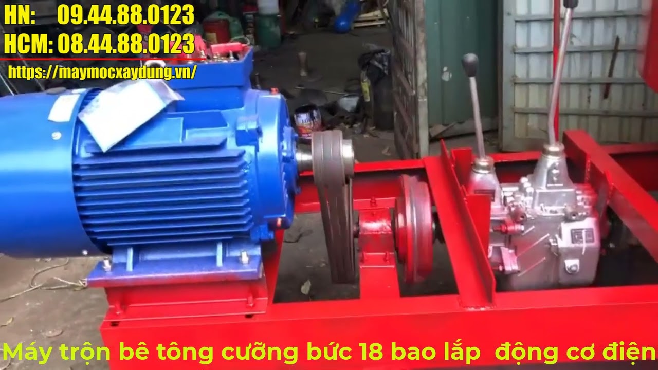 Máy Trộn Bê Tông Cưỡng Bức 18 Bao Xi Măng 3 Khối. Cối Trộn Cố Định 18 Bao