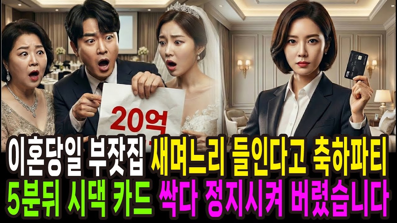 이혼당일 부잣집 새며느리 들인다고 축하파티하던 시댁 5분뒤 카드 싹다 정지시켜 버렸습니다