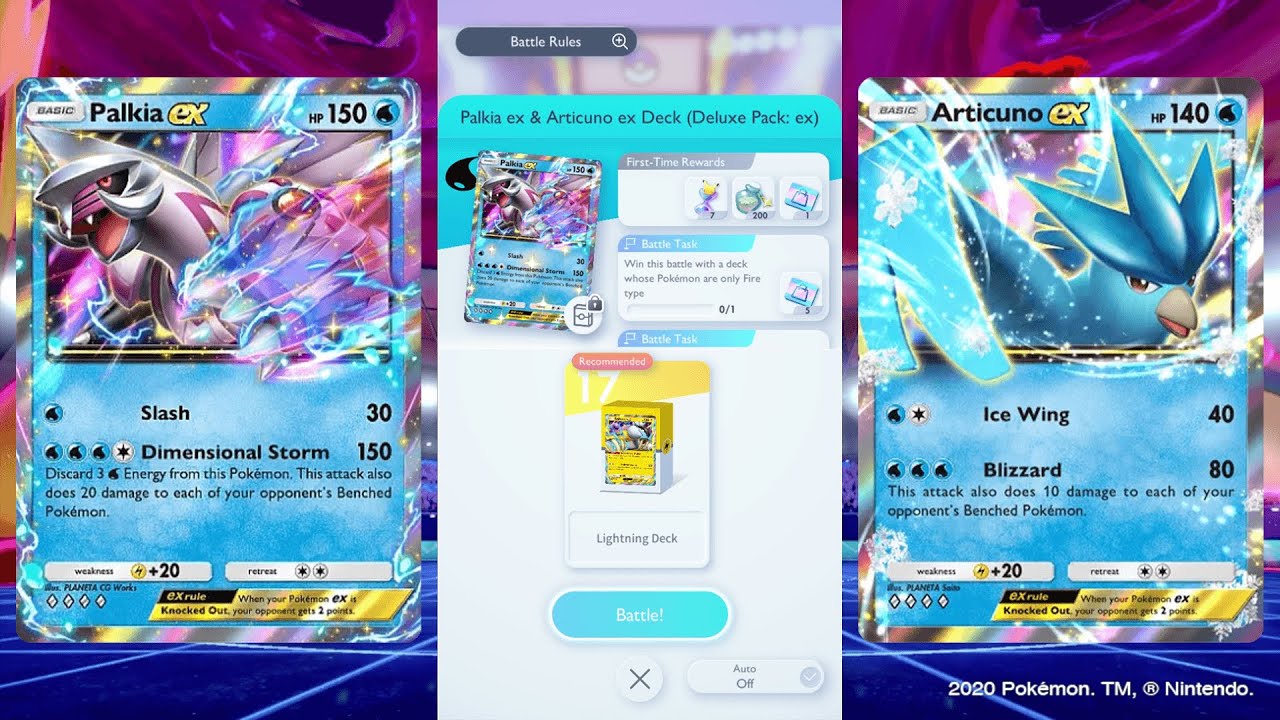 Palkia EX & Articuno EX | Expert Solo Battle (Deluxe Pack EX) Pok&eacute;mon TCG Pocket