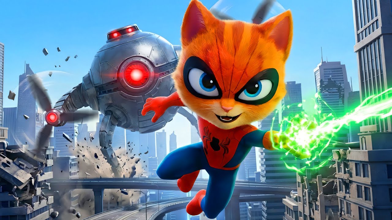 Cat Hero Adventure: What Happens When He Fights the Evil Robot? 🐱💥🤖 | Funny Cat Animation