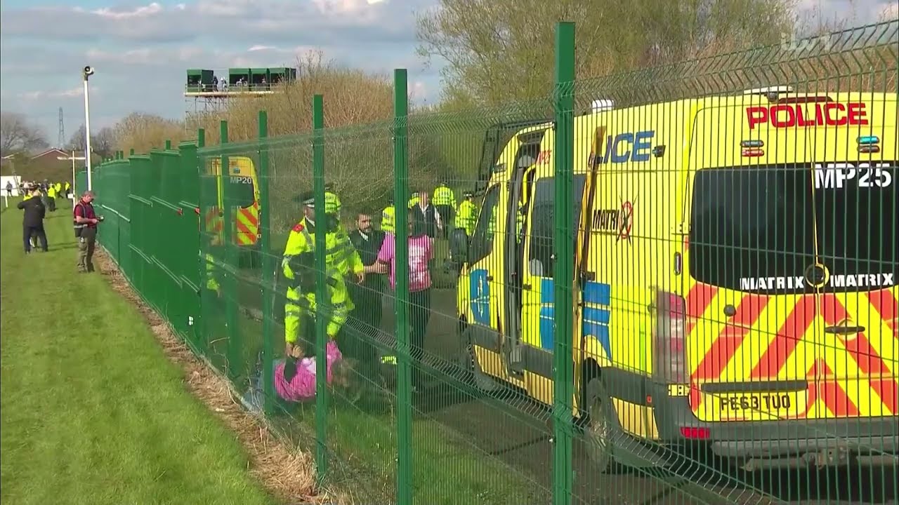 Grand National Delayed by @Animal.Rising protest | ITV | Aintree, Liverpool, UK | 15 April 2023