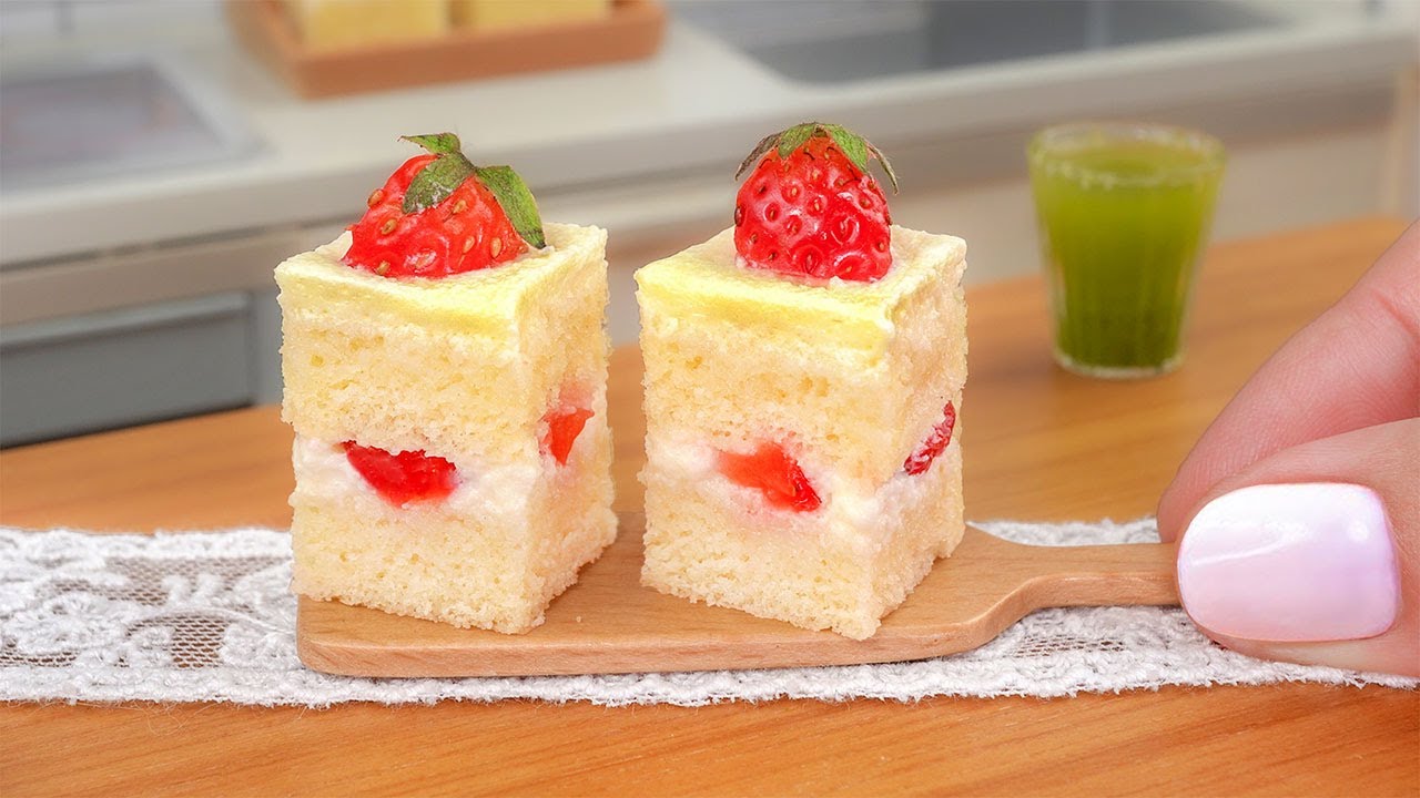 驚きのミニチュア！いちごショートケーキを作ってみた | 食べられるミニチュア料理 | ちび世界 #ASMR