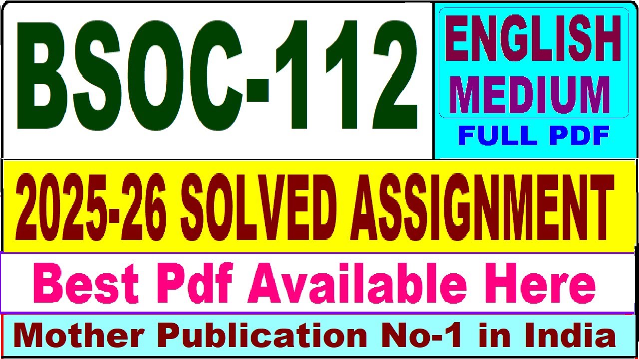 BSOC 112 solved assignment 2025-26 || bsoc 112 solved assignment 2026 in English || ignou bsoc112