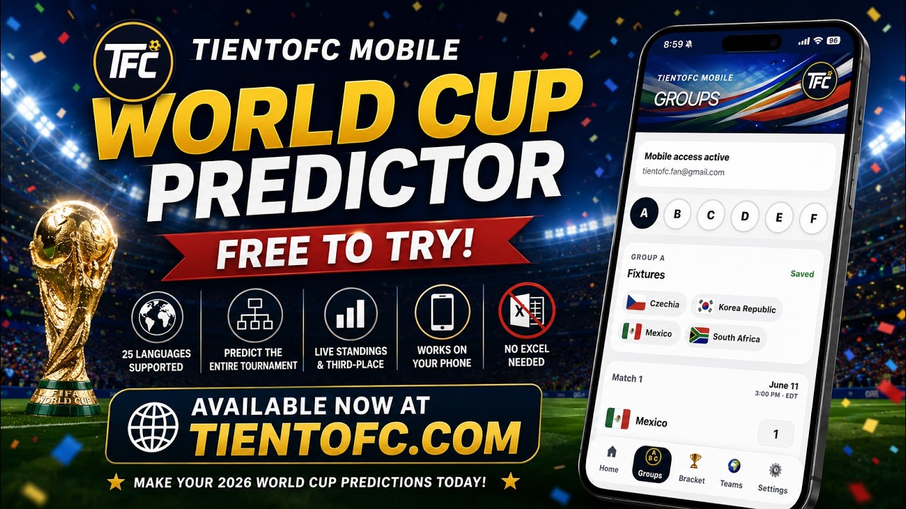 Бесплатное мобильное приложение для прогнозов на ЧМ-2026 | Без Excel | Tiento FC