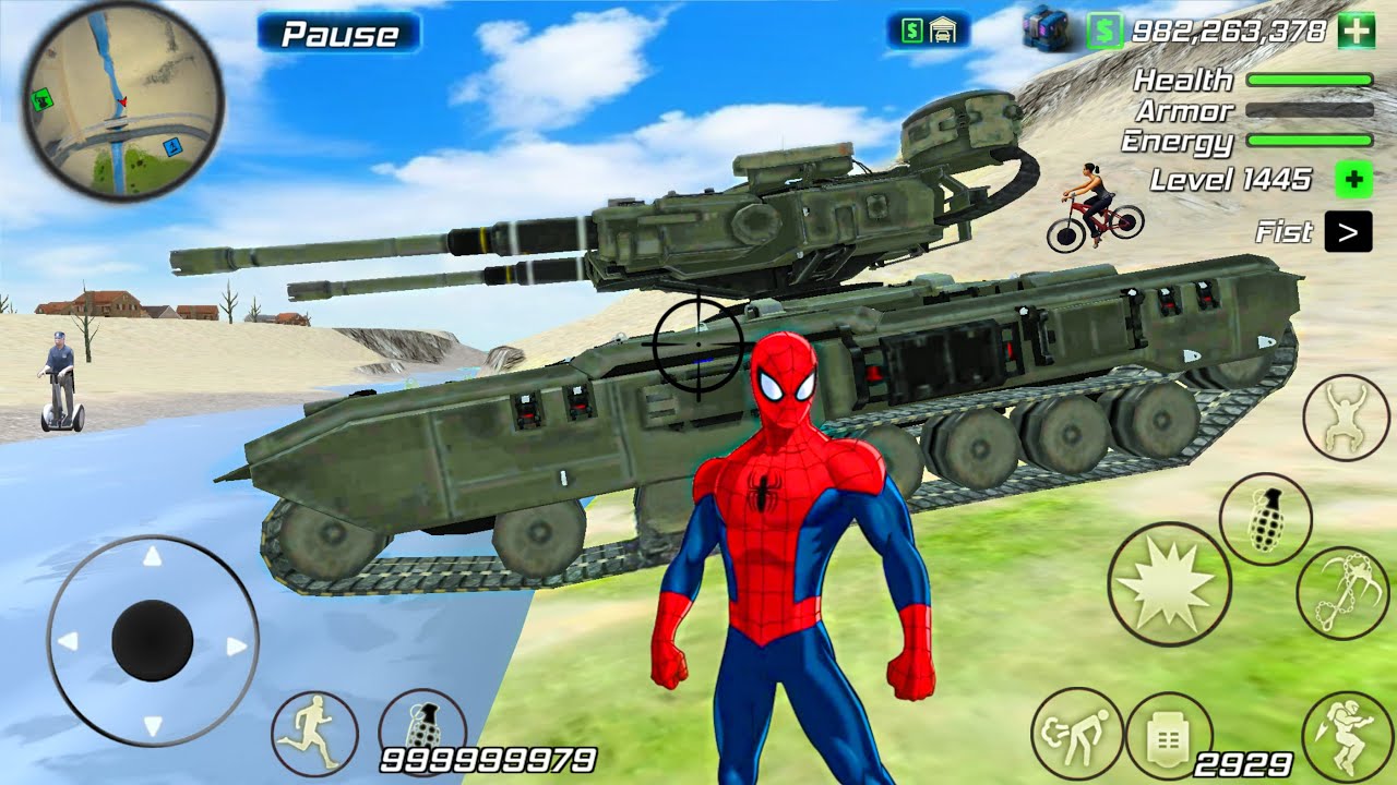 Rope Frog Ninja Superhero and Military Tank in Open World Game - Android Gameplay