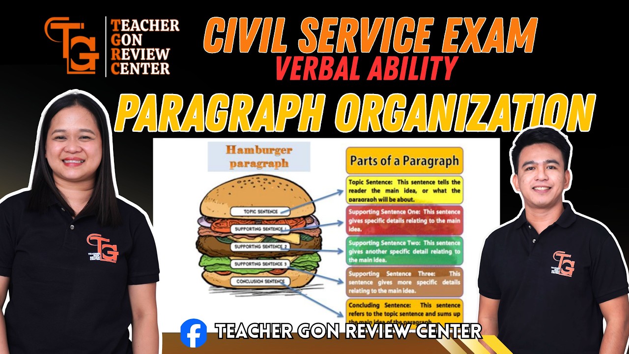 PARAGRAPH ORGANIZATION - Verbal Ability | CSE - LET - NAPOLCOM - UPCAT