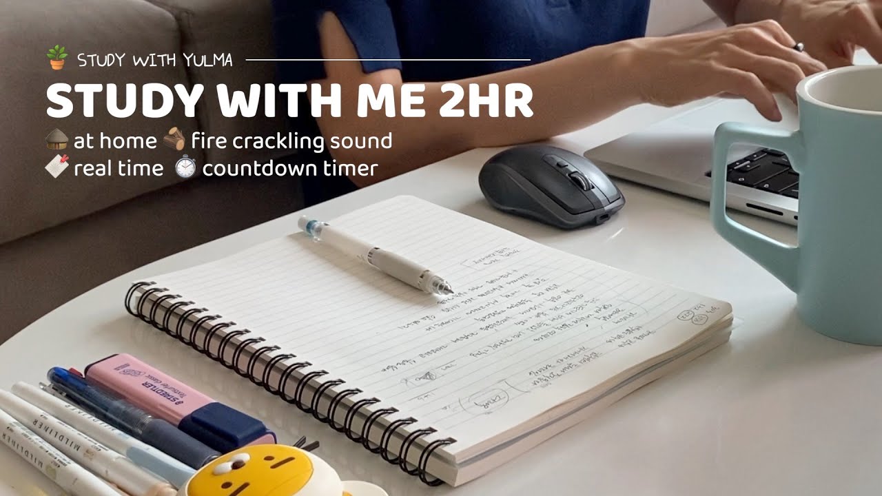2HR STUDY WITH MEㅣfire crackling, real time, countdown timer