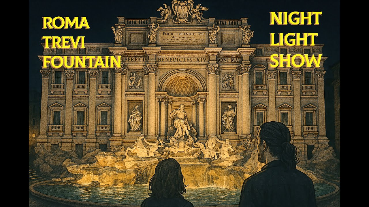 Trevi Çeşmesi'nde Gece Işık Gösterisi | Trevi Fountain at Night – Magical Light Show in Rome