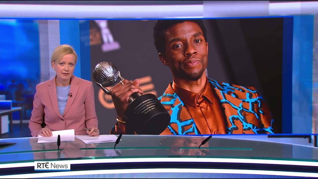 Chadwick Boseman's death reported on RTÉ News (29th August 2020)