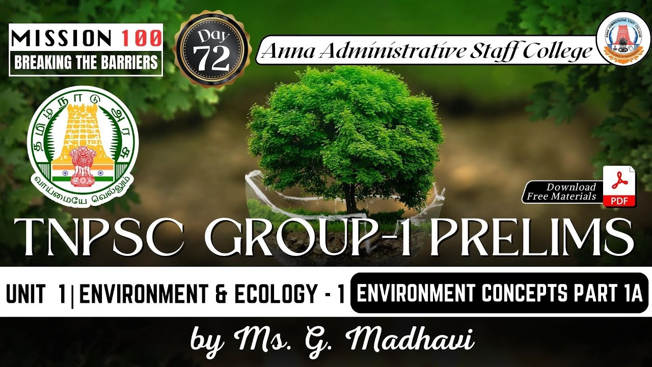 MISSION 100 | Day 72 | Group 1 | Environment & Ecology | Environment Concepts - 1 | Ms.G.Madhavi